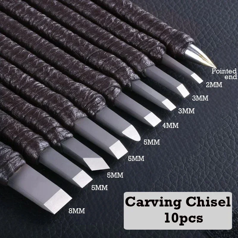 10pcs Professional Tungsten Steel Stone Carving Hand Tools Set Carving Files Knife Chisel Craft Tools Woodworking Carving Tools