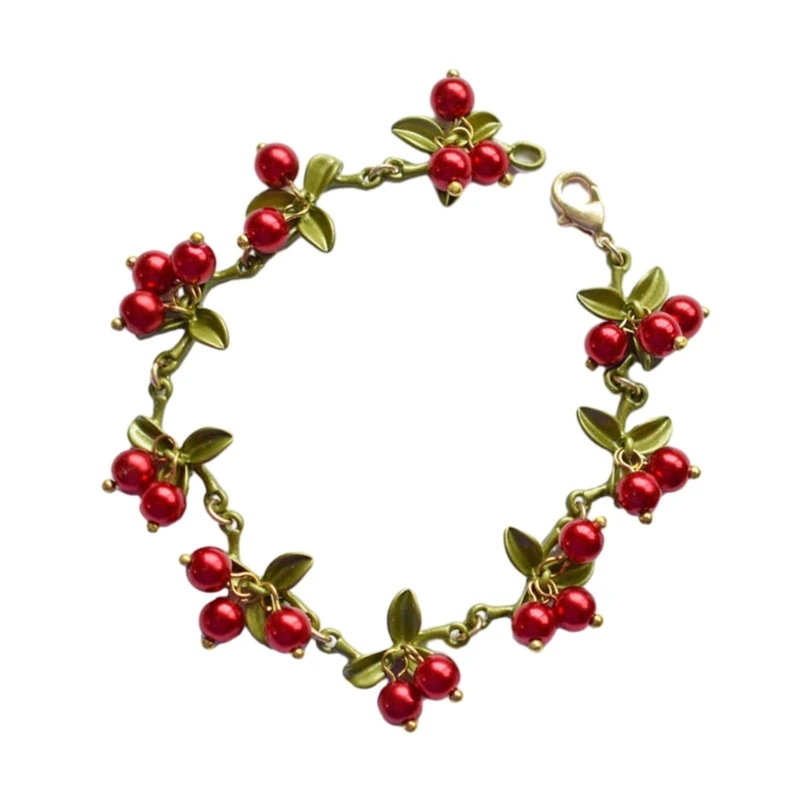 Kleurrijke kralen plant bladeren fruit perzik cranberry armband voor vrouwen sieraden dropship