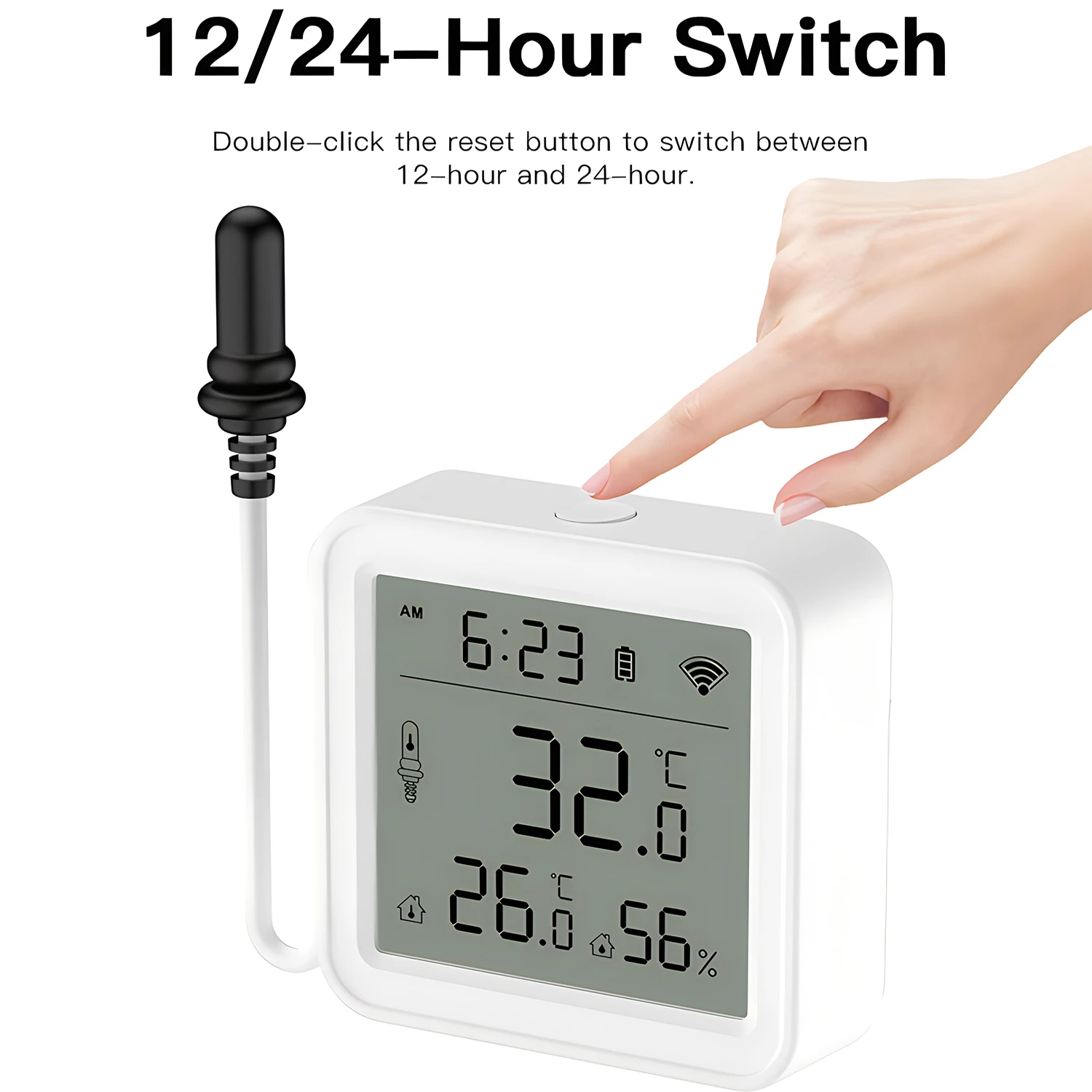 Imagem -02 - Sensor Inteligente de Temperatura e Umidade Tuya Wifi Zigbee Sonda Externa Switch Trabalho com Alexa Assistente do Google 12 24h Novo