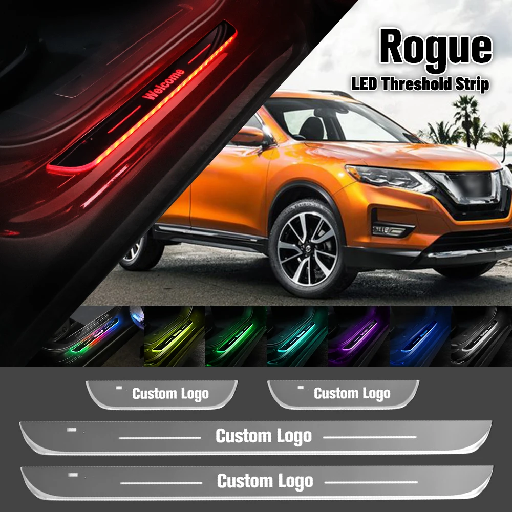 

For Nissan Rogue 2007-2023 Car Door Sill Light Customized Logo LED 2016 2017 2020 2021 Welcome Threshold Pedal Lamp Accessories