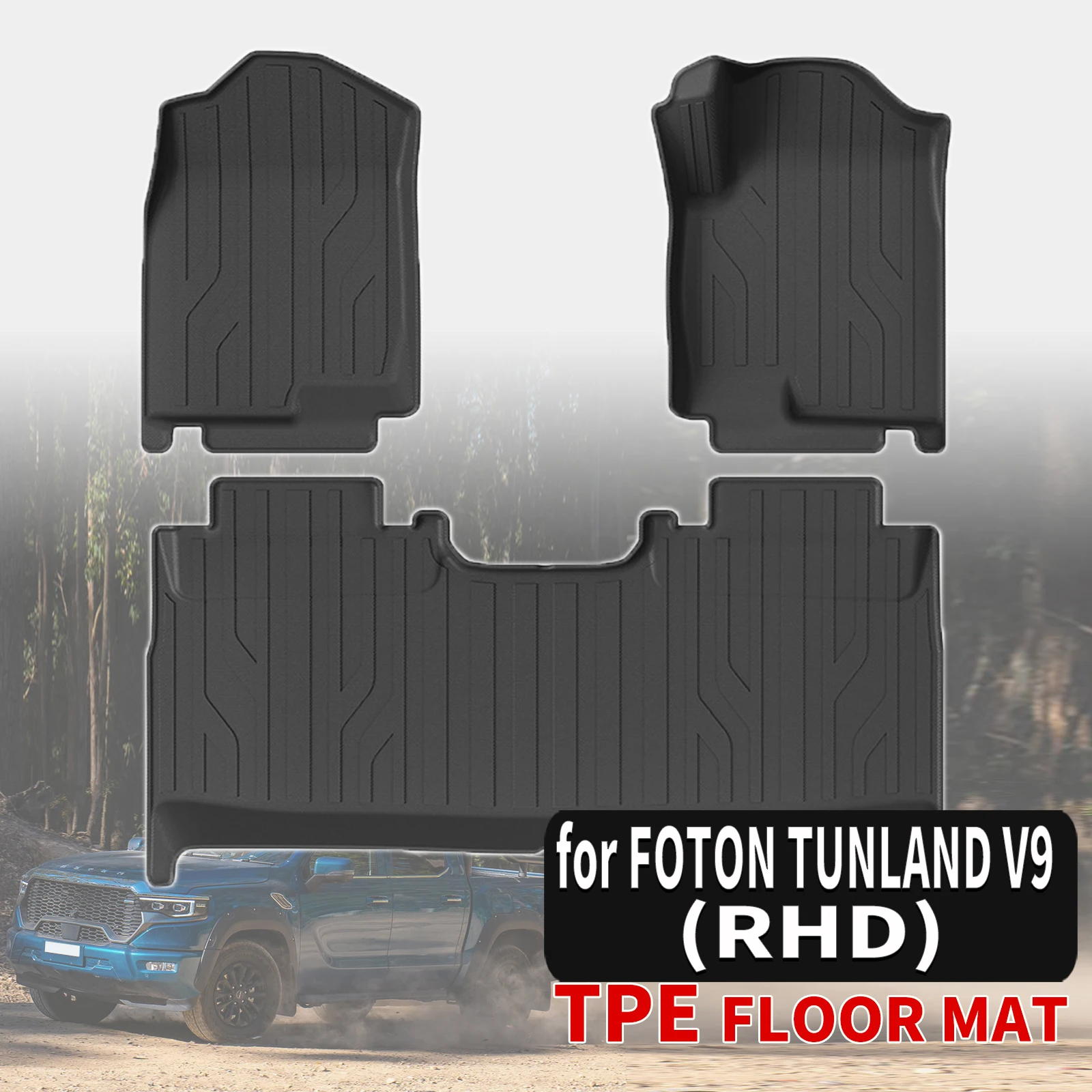 

for FOTON TUNLAND V9 3D Maxpider Style TPE Floor Mats Full Coverage Heavy Duty All Weather Accessories
