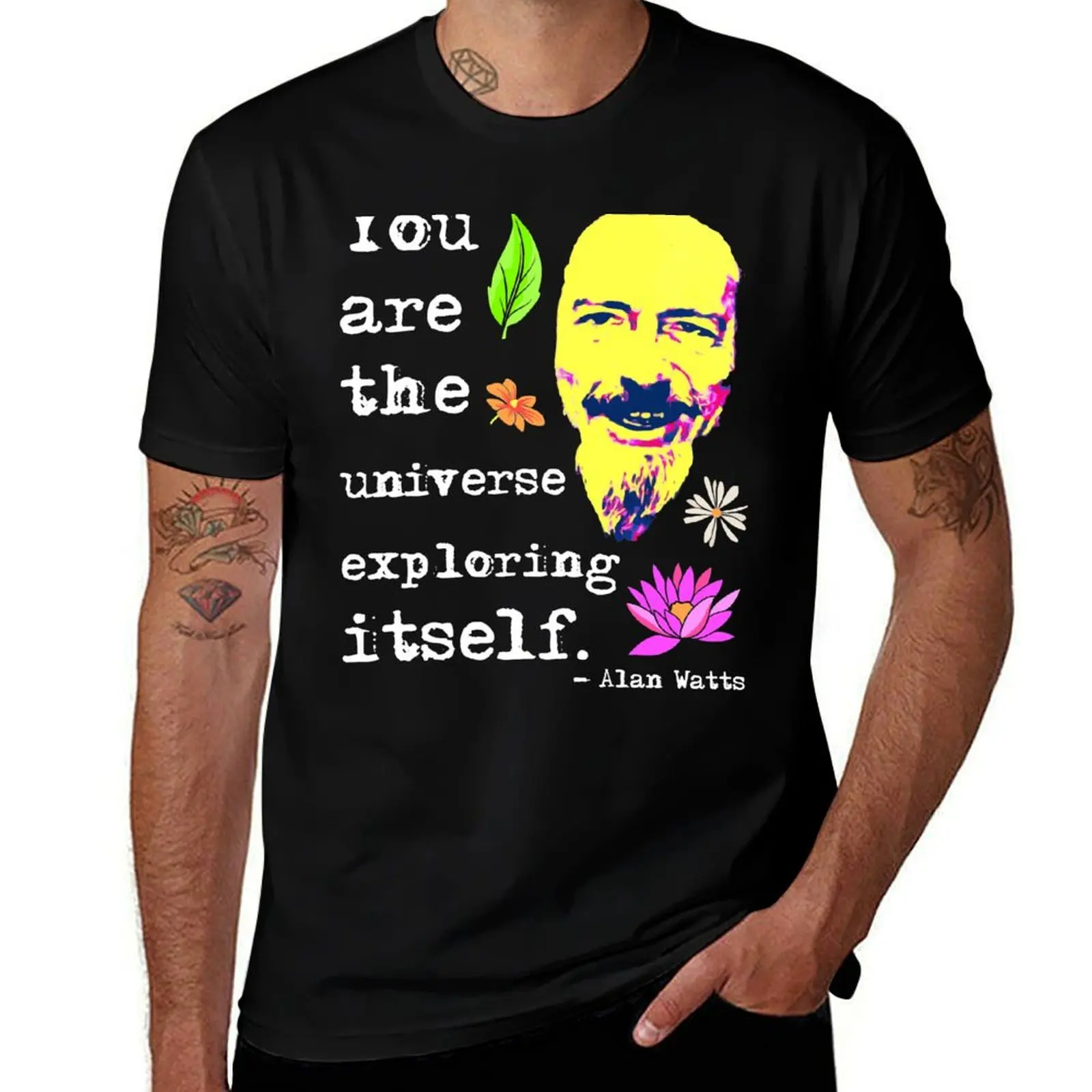 You are the universe exploring itself Alan Watts T-Shirt blue archive baggy shirts mens t shirts pack