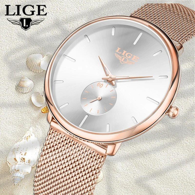 

LIGE Ultra Thin Watches For Woman Sport Fashion Elegant Luxury Waterproof Business Quartz Watch for Women Gifts Relogio Feminino