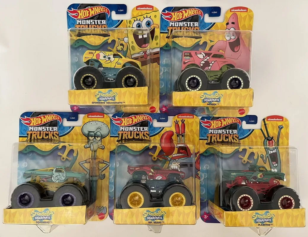 متوفر في المخزون مجموعة سبونجبوب الأصلية من Hotwheels Bigfoot Car Pie Big Star Crab Boss Octopus Brother Hjg41 المقتنيات المشجعين هدايا لطيفة