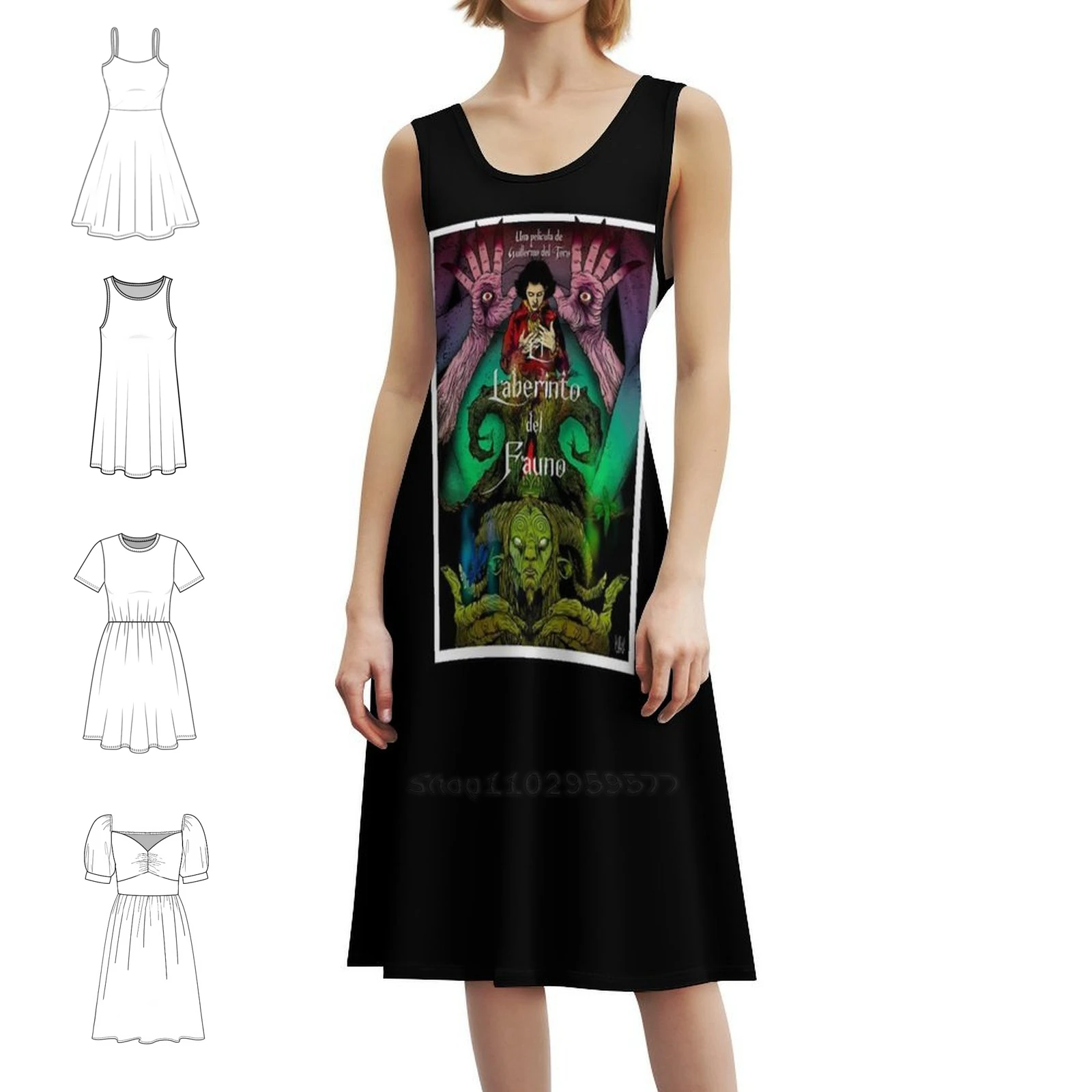 

Pan'S Labyrinth Bohemian Sleeveless Dress For Women Print Beach Party Dresses Panss Labyrinthhh Darkness Fantasy Film Woman