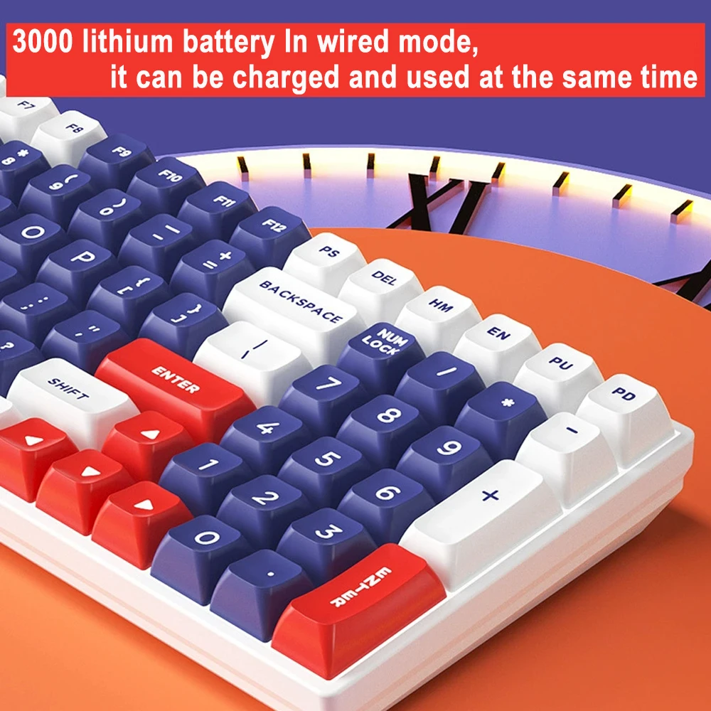 Wireless Mechanical Keyboard Bluetooth Type-C Tri-Mode Hot-Swap 98% Layout 100 Keys White Backlight DIY Keyboards Kit for Gaming