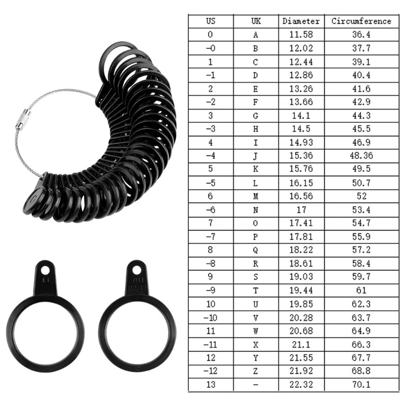 652F Набор для измерения браслета с кольцом, американский размер кольца, измерительный пояс для изготовления ювелирных изделий