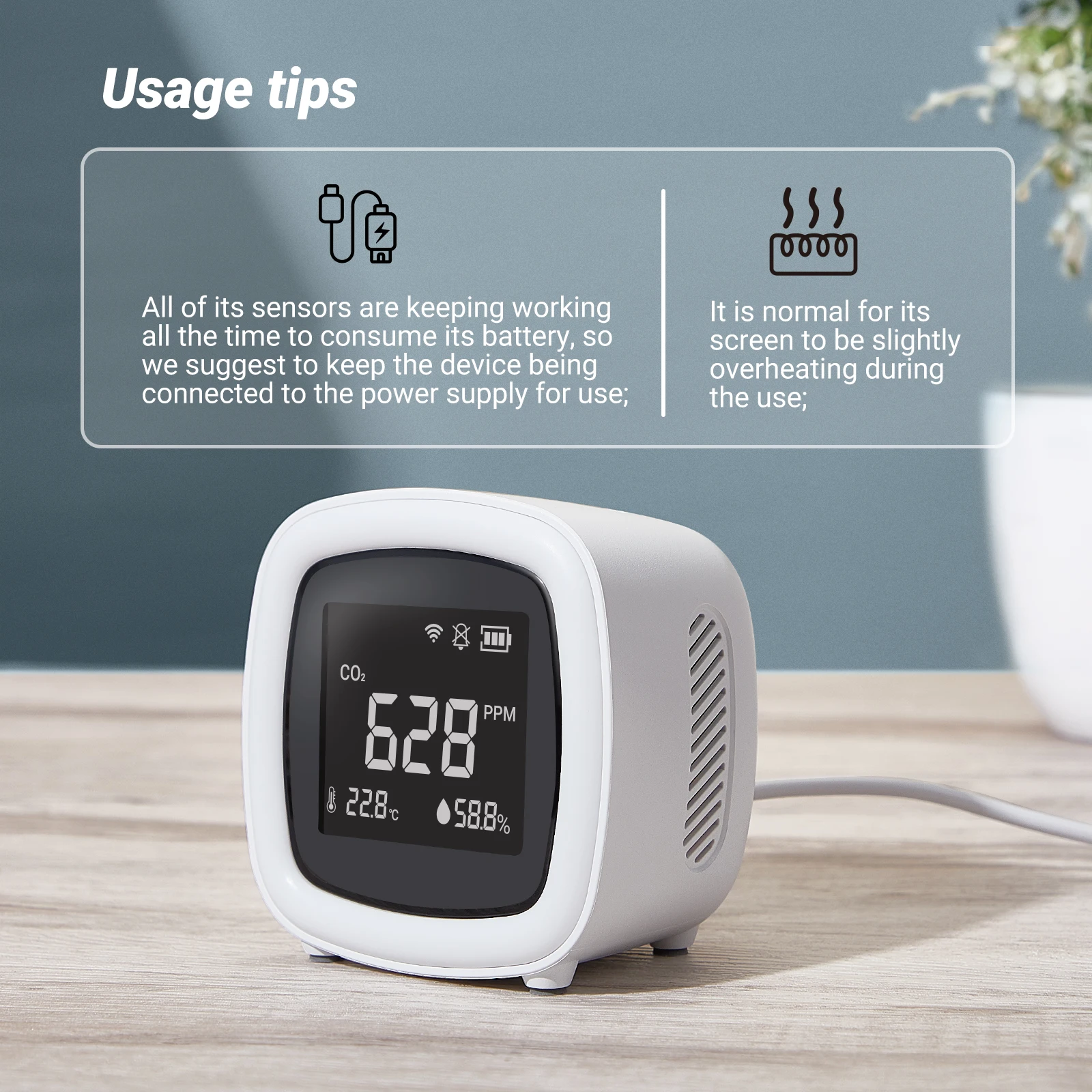 INKBIRD IAQM-068 3-In-1 Air Quality Monitor, Indoor CO₂Temperature Humidity Detector For Home, Grow Tents, Greenhouses, Office