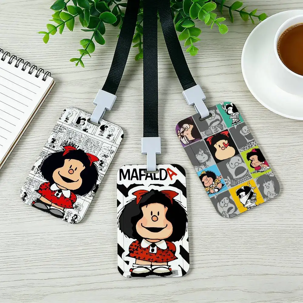 Cute M-Mafalda Card Cover Bag Business Work Name Card Badge Holders Unisex Credit Card Business Bus ID Holder Case