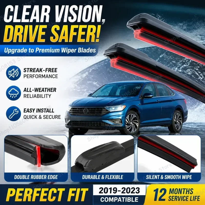 For VW Jetta A7 MK7 2019 2020 2021 2022 2023 Front Rear Windshield Wiper Blades 24 Inch 19 Inch All Weather Replacement Set