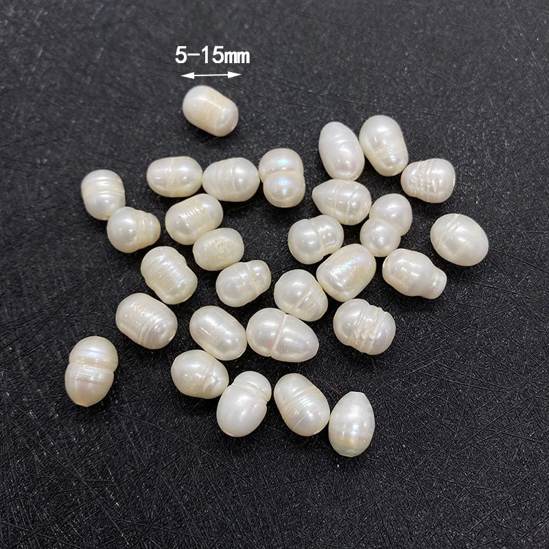 20Pcs/Set Natural Freshwater Pearls 5-15mm with Holes for DIY Jewelry Making Necklace Bracelet Pendant White Pearl Decoration