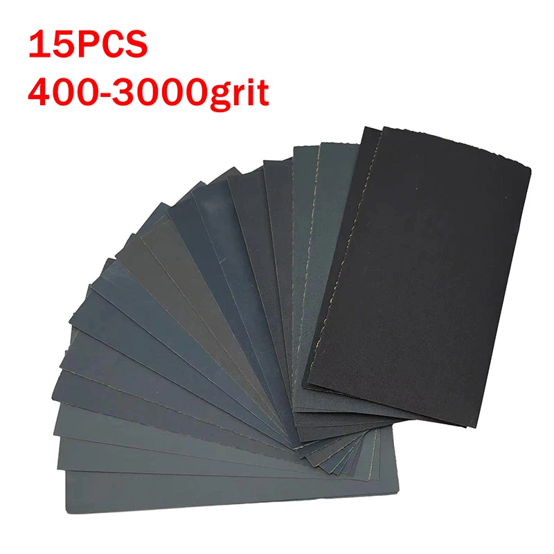 ~15/18Pcs Sandpaper Kit Water/Dry Sanding Paper Abrasive Polishing Tools 400/600/800/1000/1200/15002000/2500/3000 Grit Sandpaper