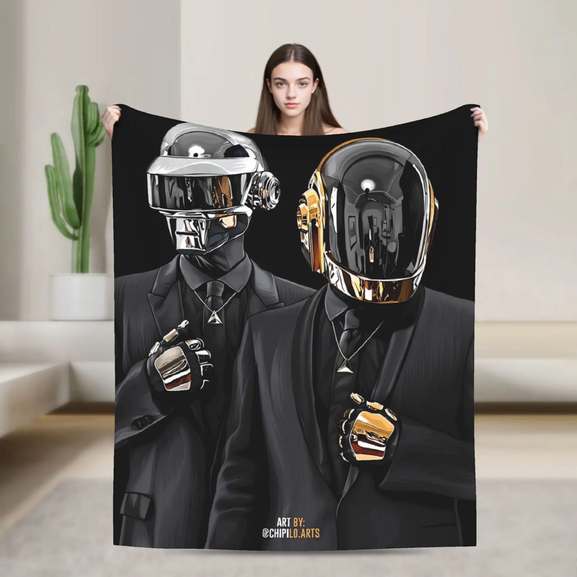 Daft Punk Electronic Music Blankets Adults Child  Flannel Throw Blanket For Chair Sofa Bed Cozy DIY Quality Bedspread Gift