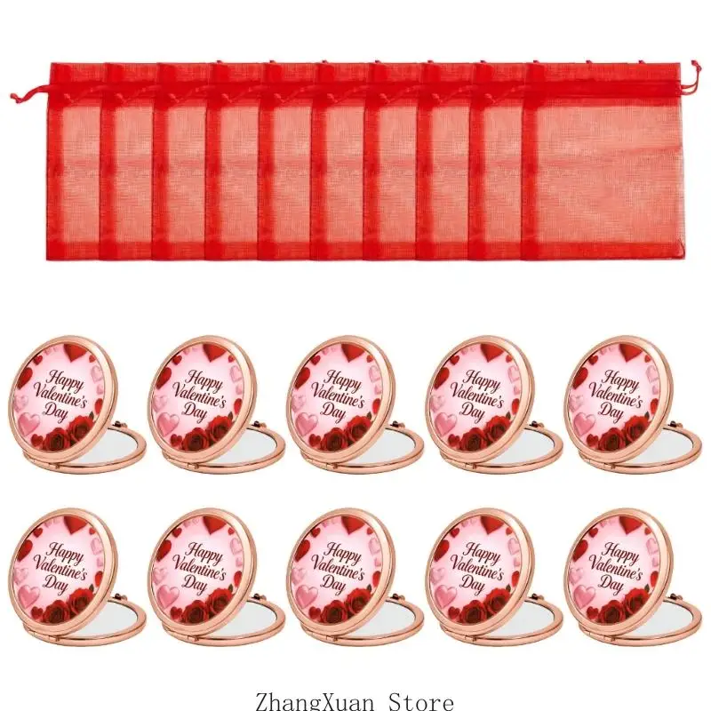 Rundes Klappspiegel-Set mit Herz-Rosen-Kunstwerk für Taschenkontrollen 3XUF – Detail 5