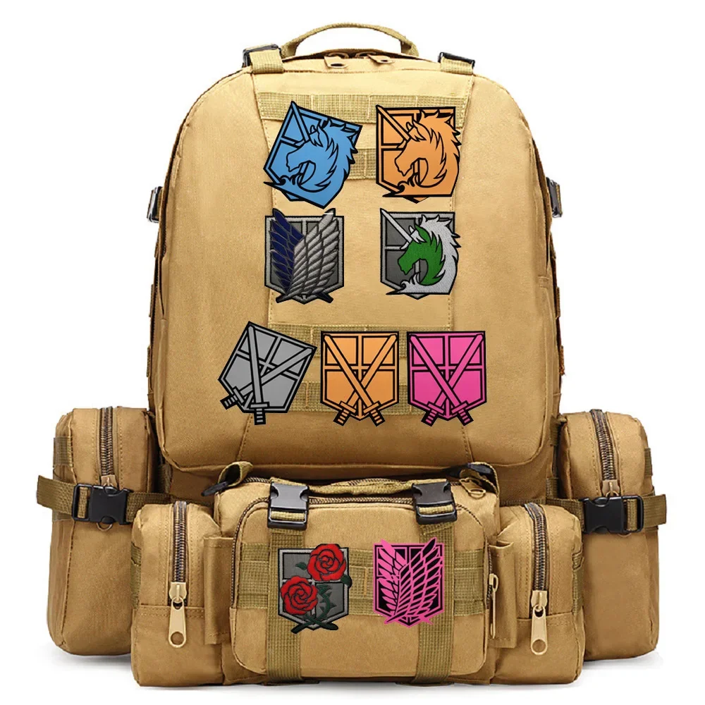 Outdoor Bag Accessories Attack on Titan Anime Hook Embroidery Patch Survey Corps Wings Flower Sword Horse Reflective Armband