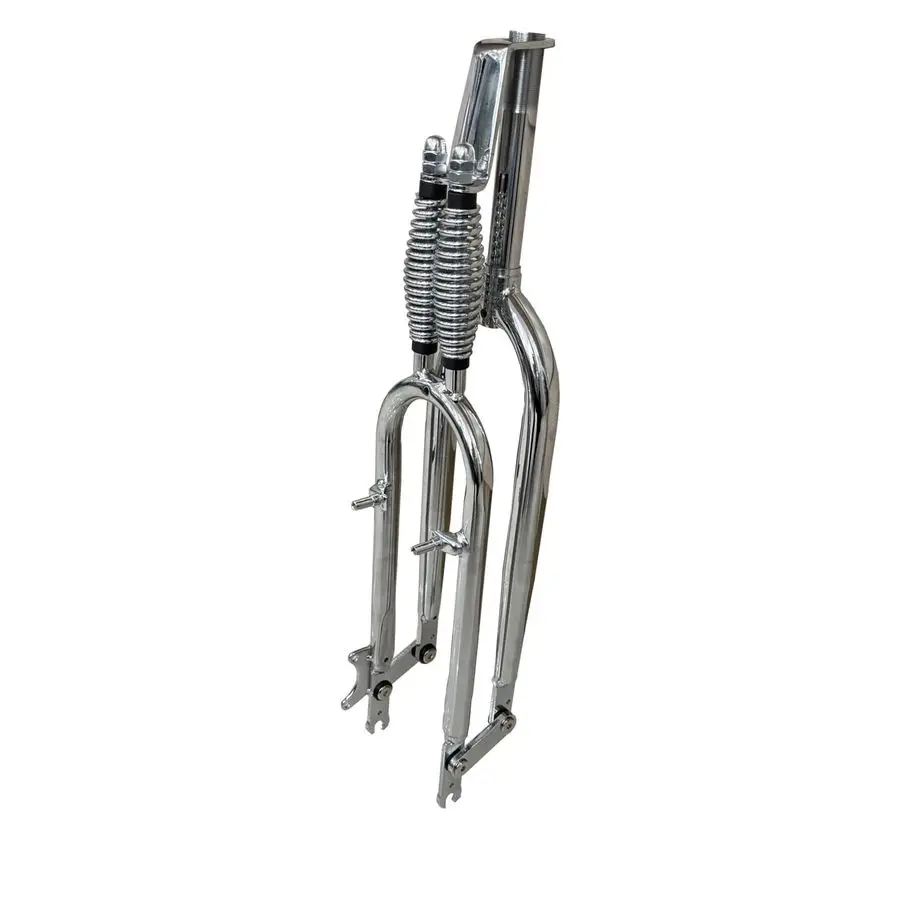 

Springer Fork 1 Threaded Bicycle Fork, Cruiser Chopper Bike Dual Spring Classical Fork Chromed
