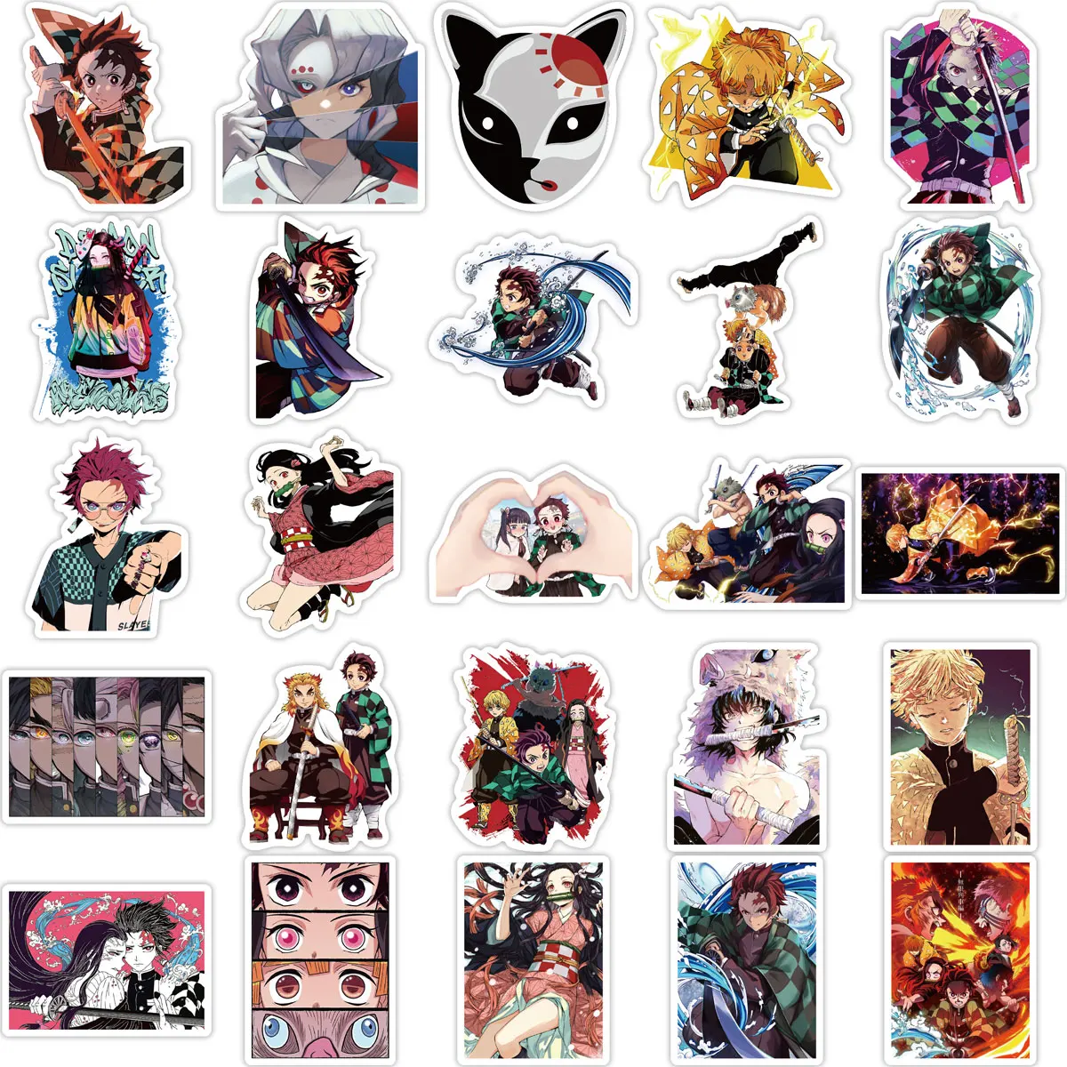 50 Buah Stiker Dekoratif Tahan Air Notebook Koper Ponsel DIY Kartun Anime Dua Dimensi Kepribadian Demon Slayer