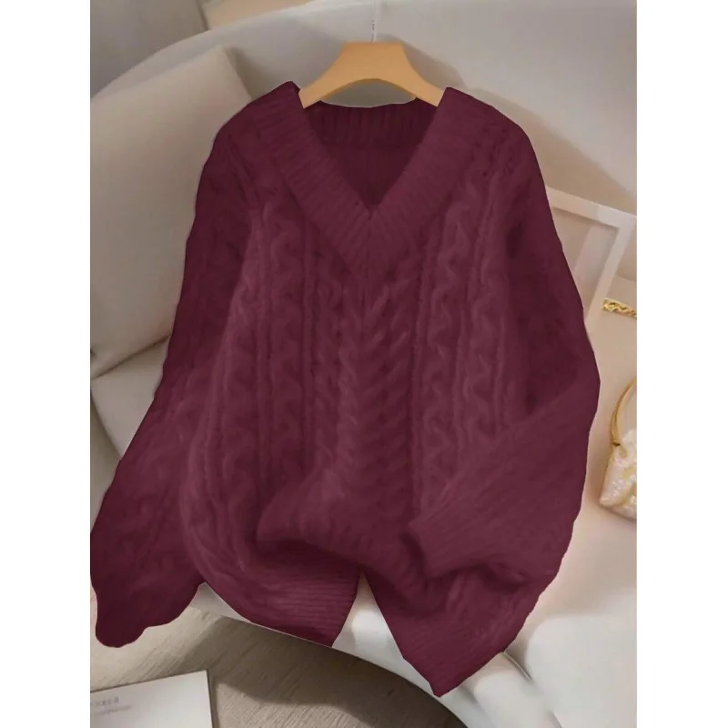 

Women's V-neck Cable Knit Sweater Ultra-thin Spring 2026 Fashion Other Style Other Material 100% Thin Winter Hatless