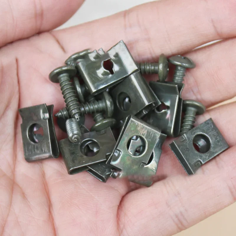 Mixed Car Motorcycles Metal Screw Tapping Fastener Clip U-Type Clip with Screw Anti-rust Protection Clip Screw Buckle Iron Sheet