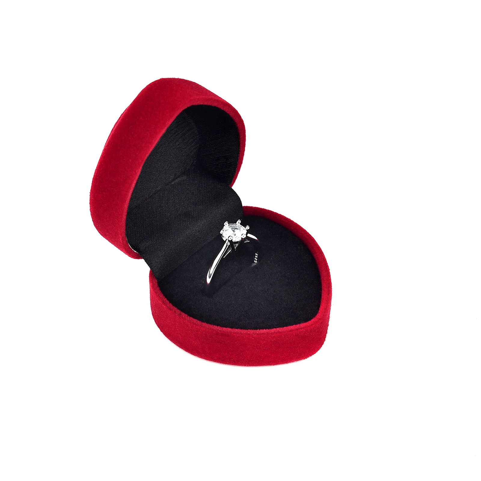 

Heart Shape Red Rings Box Velvet Jewelry Packaging Boxs For Proposal Engagement Wedding Rings Earrings Jewelry Display Box