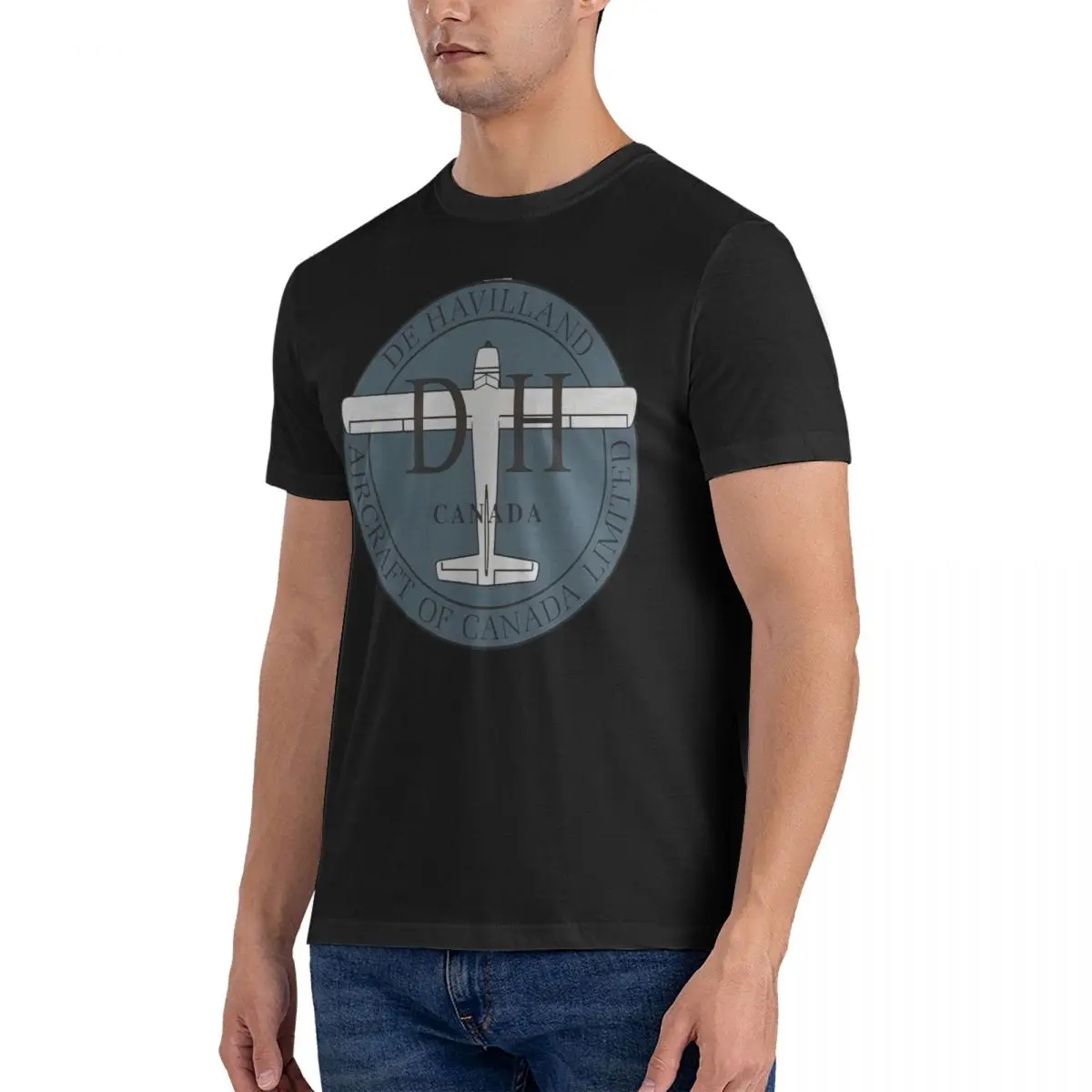 Men T-Shirts DEHAVILLAND Unique Pure Cotton Tees Short Sleeve Beaver T Shirts Crew Neck Clothes Gift Idea