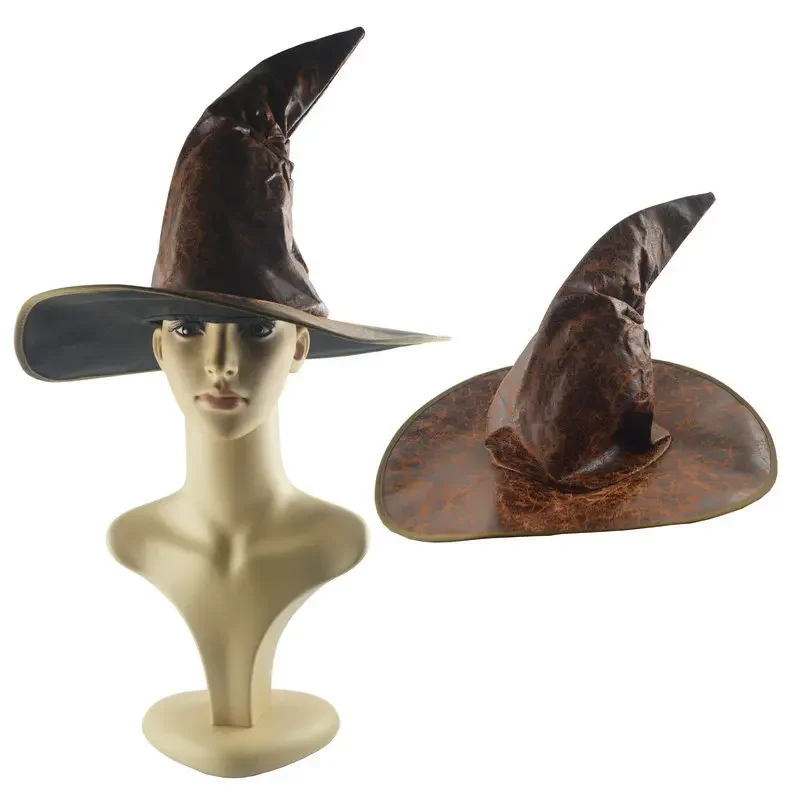 Vintage Halloween Hexenhut Requisiten Schwarz Braun Spitz Zaubererhut Party Cosplay Maskerade Hut Festival Dekoration – Detail 6