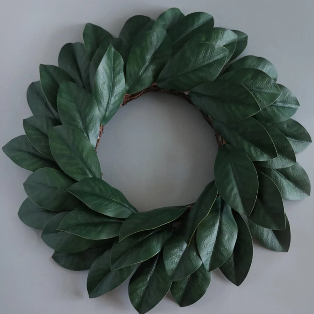 

1Pcs Artificial Magnolia Leaves Wreath Lifelike Green Plant Garland Wall Window Door Decor Festive Home Decoration Photo Prop