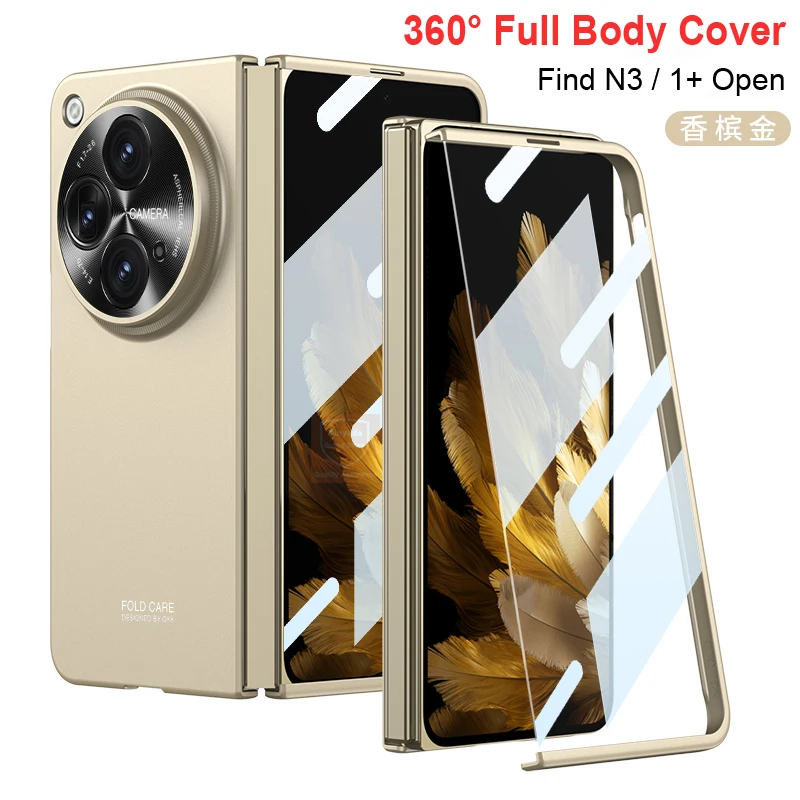 360 Phone Cover For One plus Oneplus Open Case Tempered Glass PC Hard Full Body Case For Oppo Find N3 Flip Bumper Double Sided