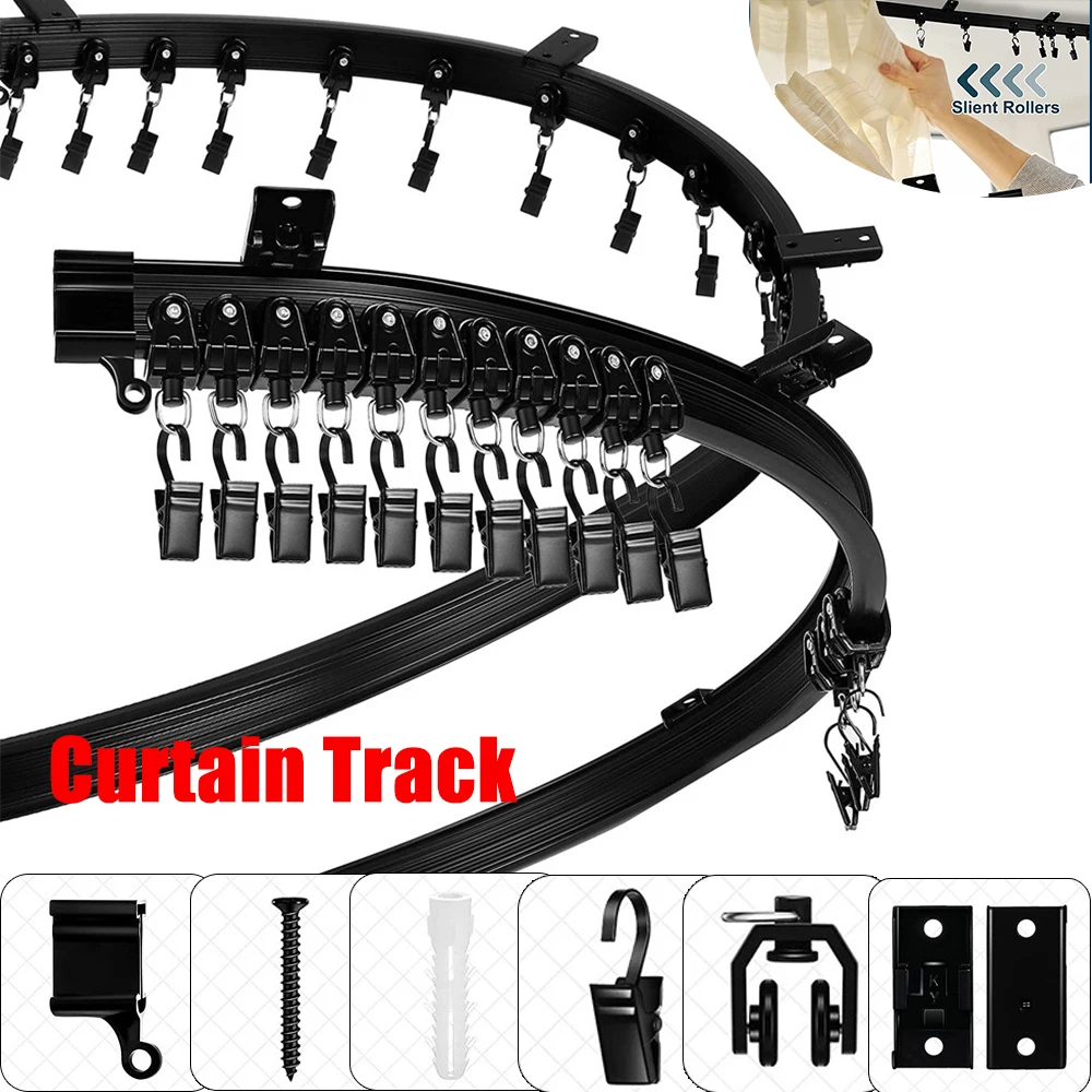 

1Set Bendable Curtain Track Ceiling Curtain Track Noiseless Black Room Divider Rail Plastic Curtains Slidable Tracks Rail Rideau