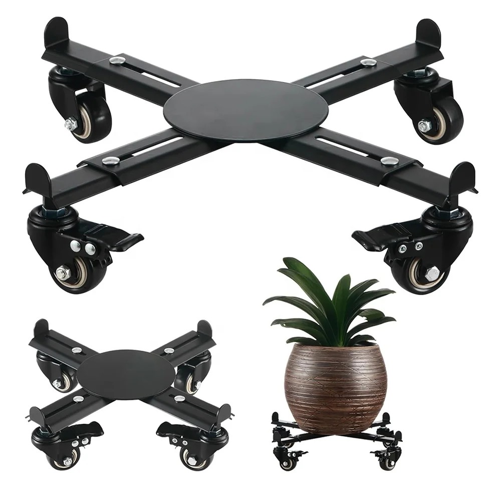 

Adjustable Metal Plant Caddy with Wheels Rolling Plant Stands with Casters Outdoor Plant Pot Rollers