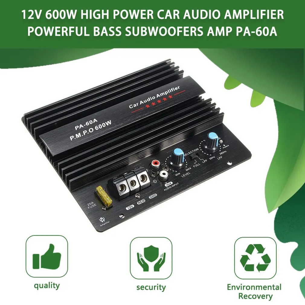 

PA-60A 600W High Power Car Audio Speaker Amplifier Board Subwoofer Bass Module Durable Mono Channel Amplifier Car Accessories
