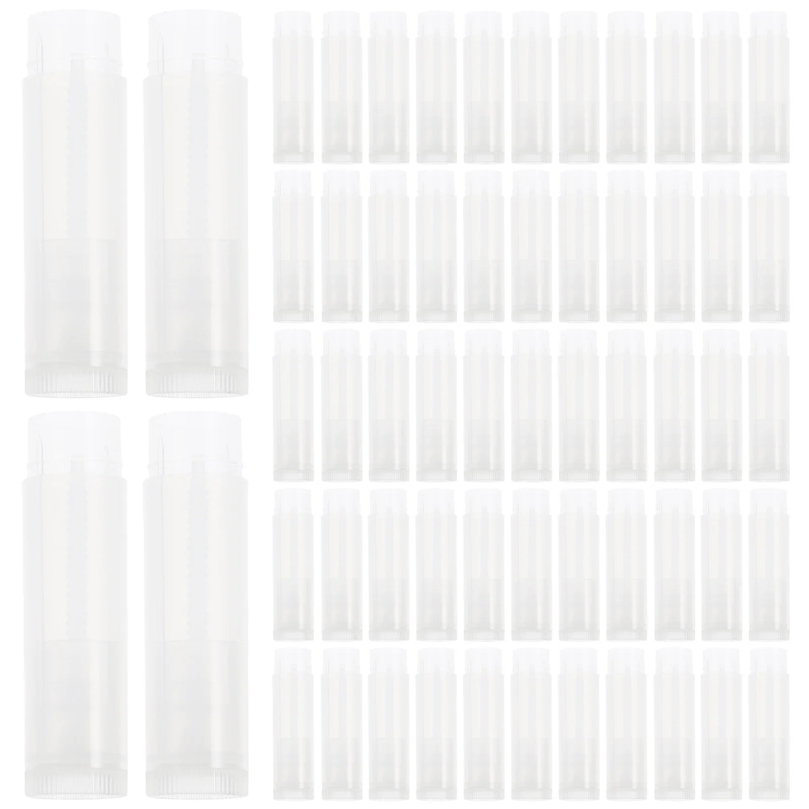 หลอดลิปบาล์มเปล่า 100 ชิ้น พร้อมฝาปิด สำหรับทำลิปสติกเอง วัสดุ PP ทนทาน ล้อกดเรียบลื่น