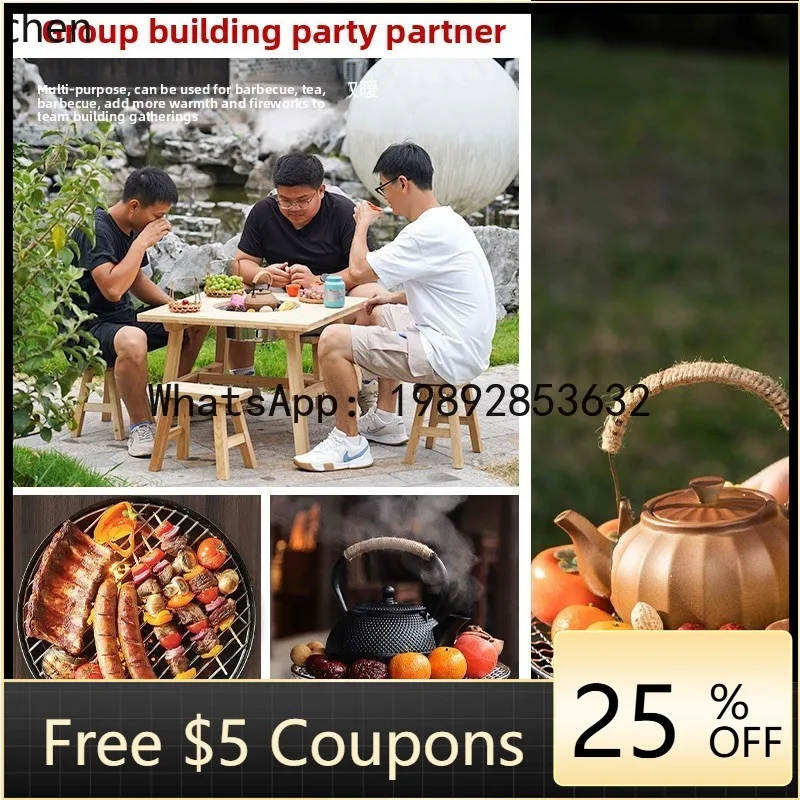 

Z3 coffee table barbecue table combination solid wood barbecue table