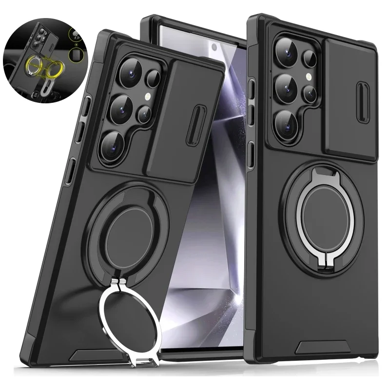 

Slide Lens Protect Armor Case For Samsung Galaxy S25 Ultra S25+ S 25 Magnetic Holder Cover For Galaxy S25 Plus S25ultra Funda