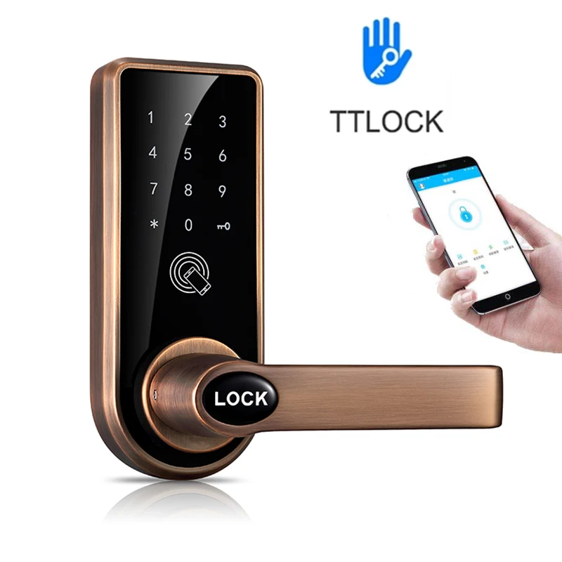 Smart Handle Lock per legno Steel Door IC 13.56MHZ RFID Lock TTLOCK BLUE-TOOTH APP Cerradura Inteligente maniglia Lock