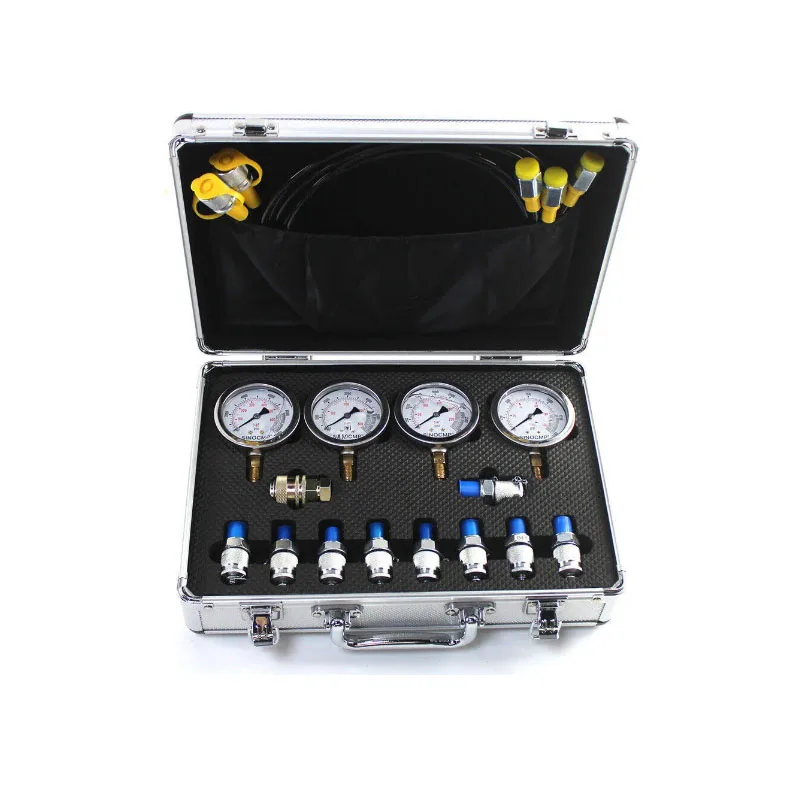 

10-60mpa Hydraulic Pressure Gauge Testing Kit with 4 Pressure gauge 3 Test hose 9 Test coupling 1 Quick connector