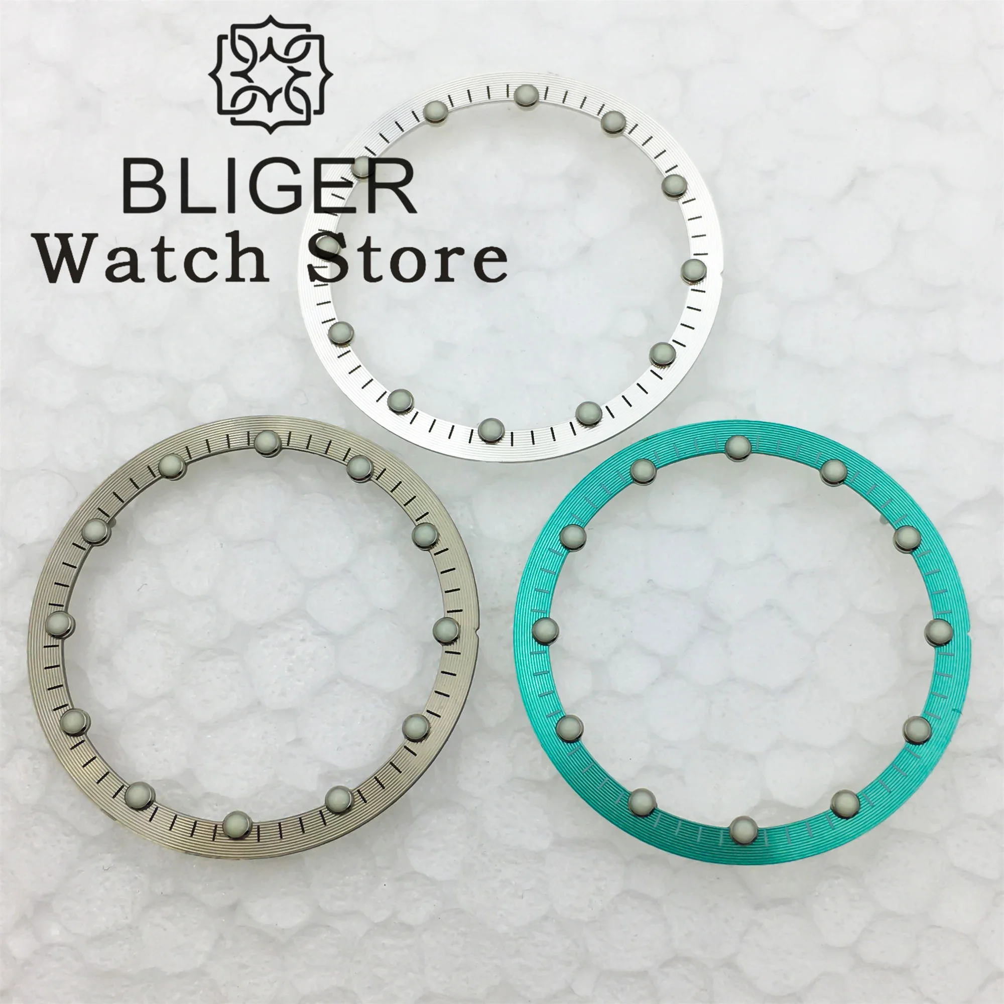 BLIGER 29mm*24.5mm Black Green Blue Watch Dial Fits NH70 NH72 Movement Skeleton Hollow Dial Ring Luminous Watch Accessories Part