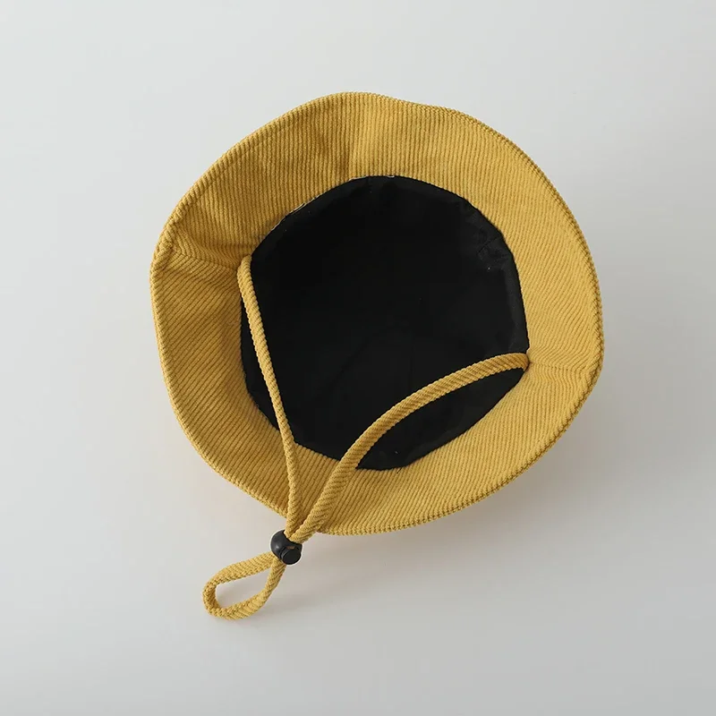 سروال قصير الطفل دلو القبعات لطيف الدب التطريز قبعة الخريف الفتيات الفتيان قبعة صياد مع حبل يندبروف قابل للتعديل 2-5Y #4