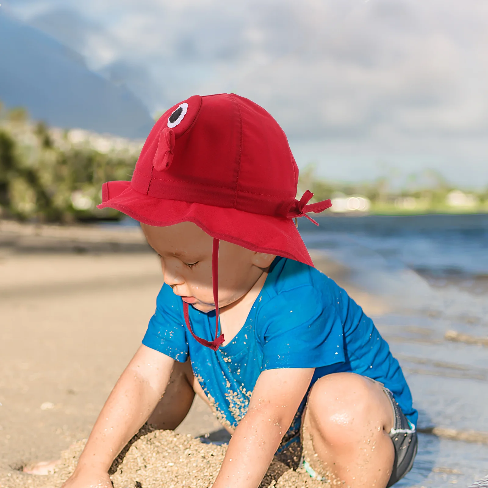 

Kids Wide Brim Sun Hat Neck Flap Uv Protection Quick-Dry Cartoon Crab Summer Beach Bucket Hat Outdoor Toddler Boys Girls Size