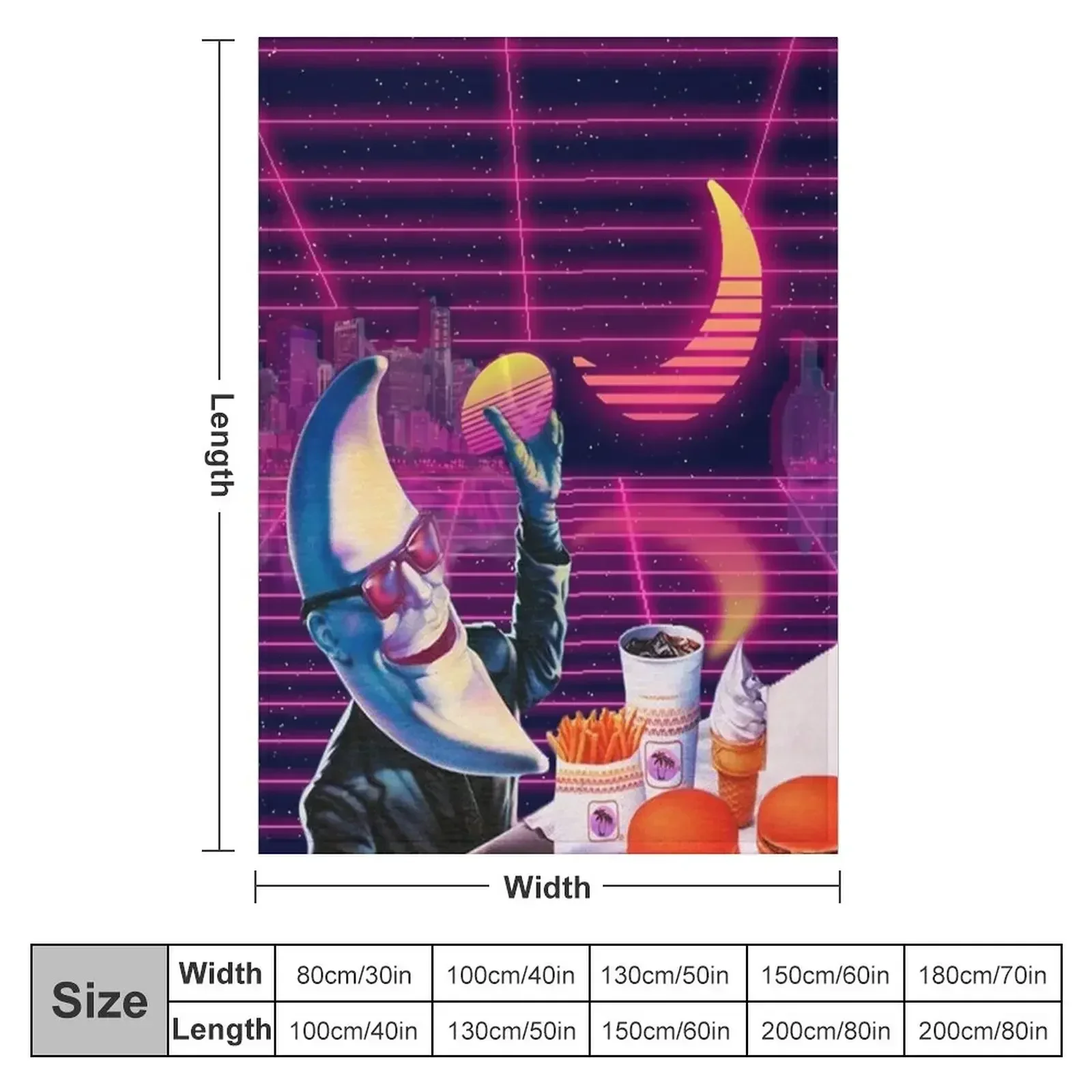 Moonday Night 80s Retro Aesthetic Vaporwave Throw Blanket warm for winter Blankets For Bed anime Blankets