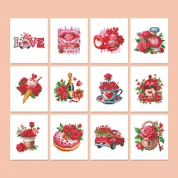 12 pcs, 5.9x7 inch No Frame, Rose Creative Pattern Mini Diamond Painting, Tabletop Accessories, Room Decoration Hanging Painting