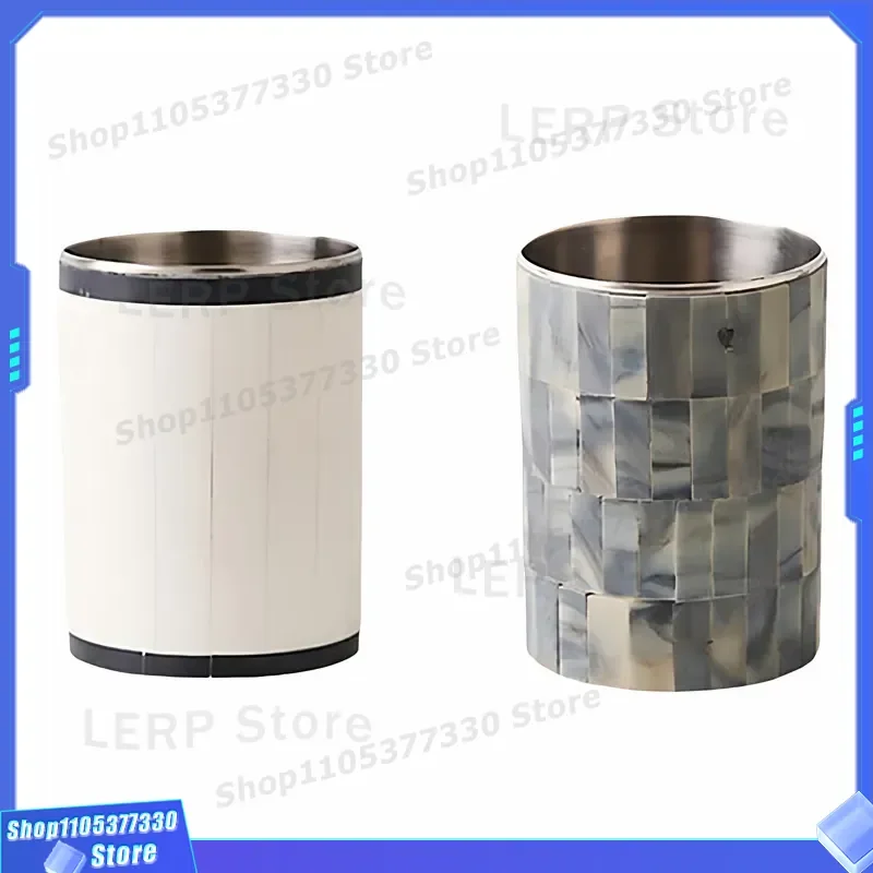 Stainless Steel Tray with Indian Beige Beef Bone Handle Decorative Wine Barrel Model for Room Restaurant Ornament Home Bar