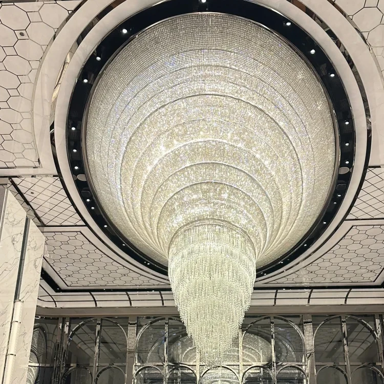 Modern Luxury LED Designer Glass Indoor Chandeliers Customized Silver Pendant Lights for Hotel Meeting Rooms Banquet Halls E12