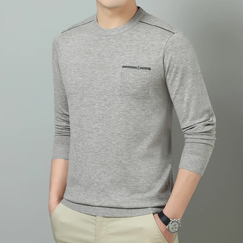 Jersey de punto antipilling de primera calidad para hombre, jersey 2025, cuello redondo, ligero, informal, versátil ​