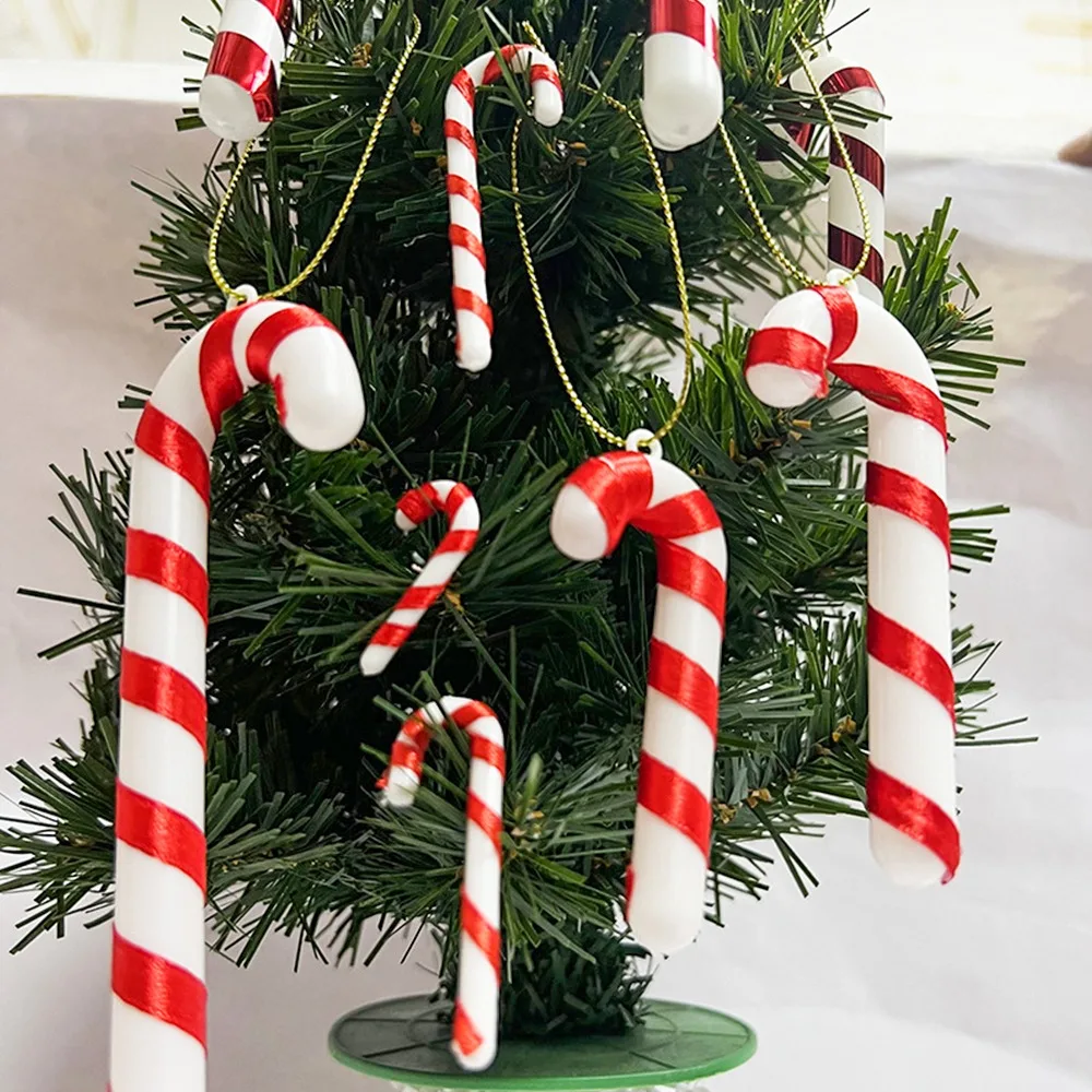 50Pcs DIY Craft Christmas Candy Cane Plastic Mint Candy Xmas Tree Decor Hanging Ornaments Jewelry Christmas Candy Decorations