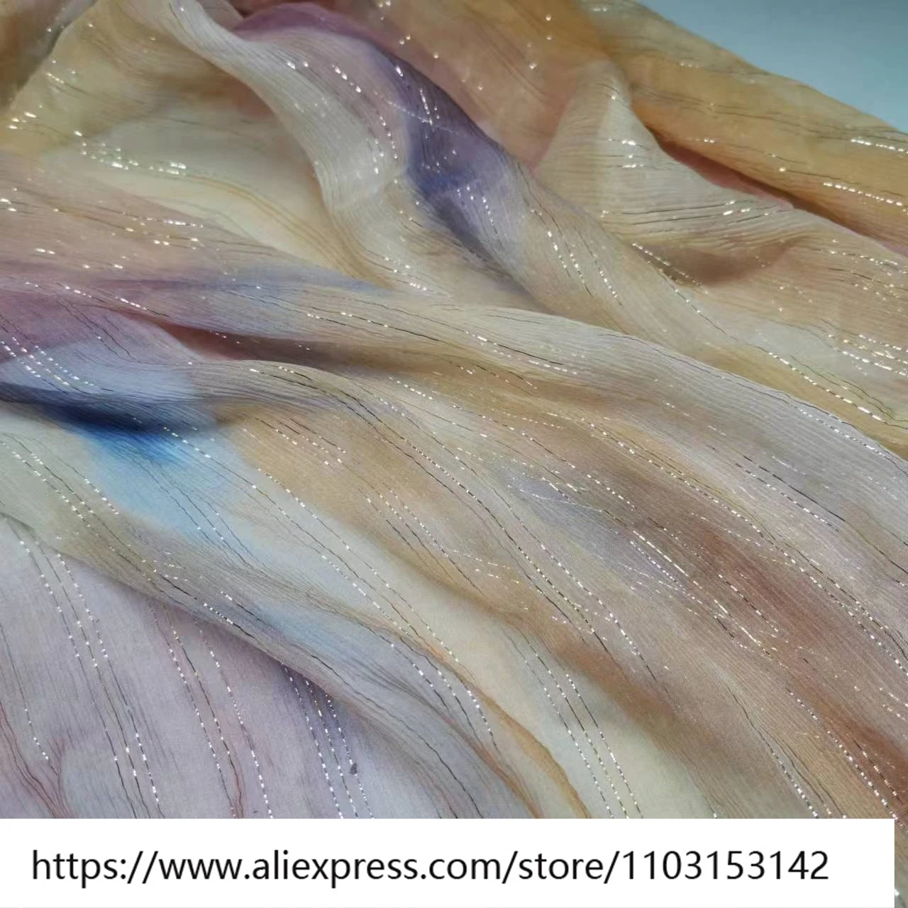 Zomer lichte en dunne transparante draad zijden crêpe stof eenvoudig afdrukken ademende rok mode