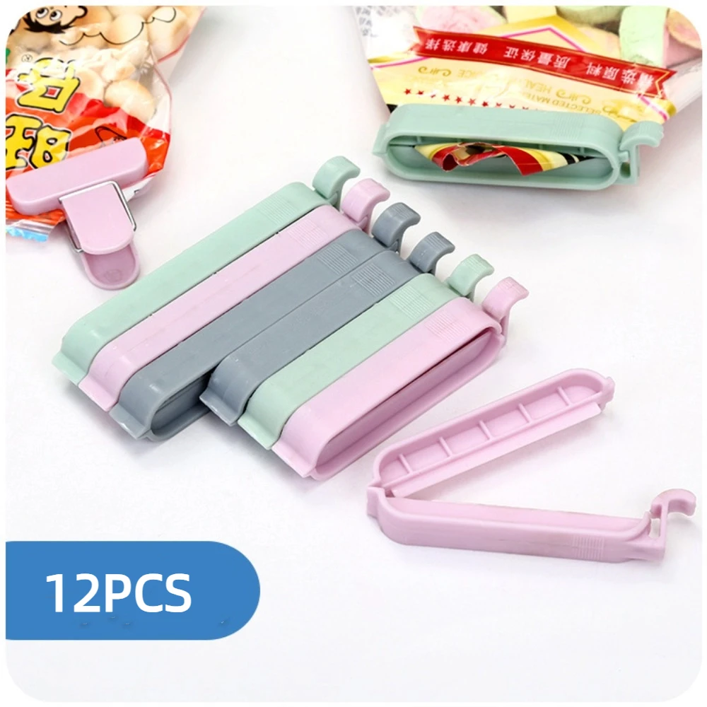 Portable 1 set of 12 Snack Sealing Clips Plastic Solid Debris Bag Clips Practical Household Sealing Clip Kitchen Bag