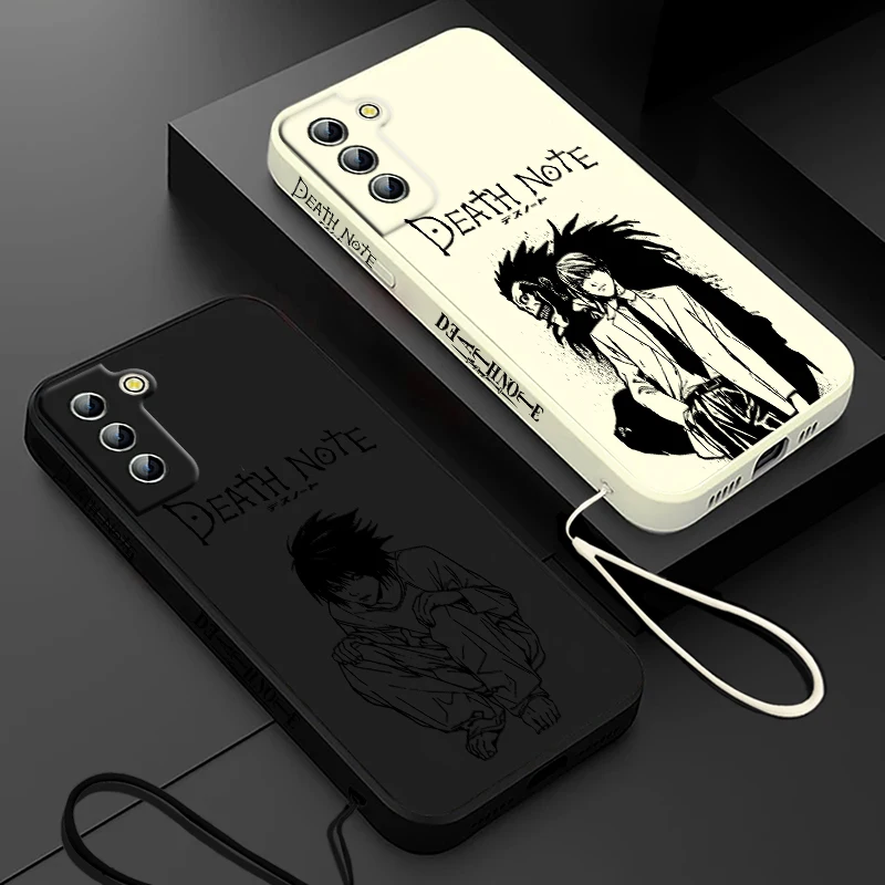 Death Note Yagami Light L Phone Case For Samsung Galaxy S24 S23 S22 S21 S20 Pro FE Plus Ultra Liquid Left Rope Cover