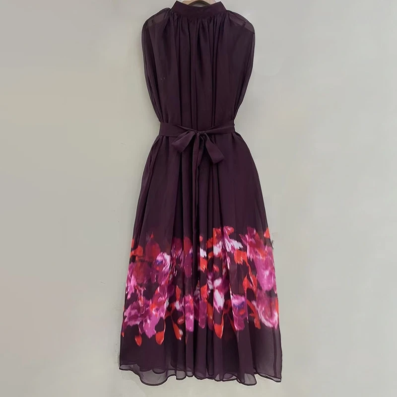 Sheer Chiffon Shawl Collar Maxi Dress Floral Print Loose Fit Flowy Silhouette Elegant Evening Party Wear Trendy