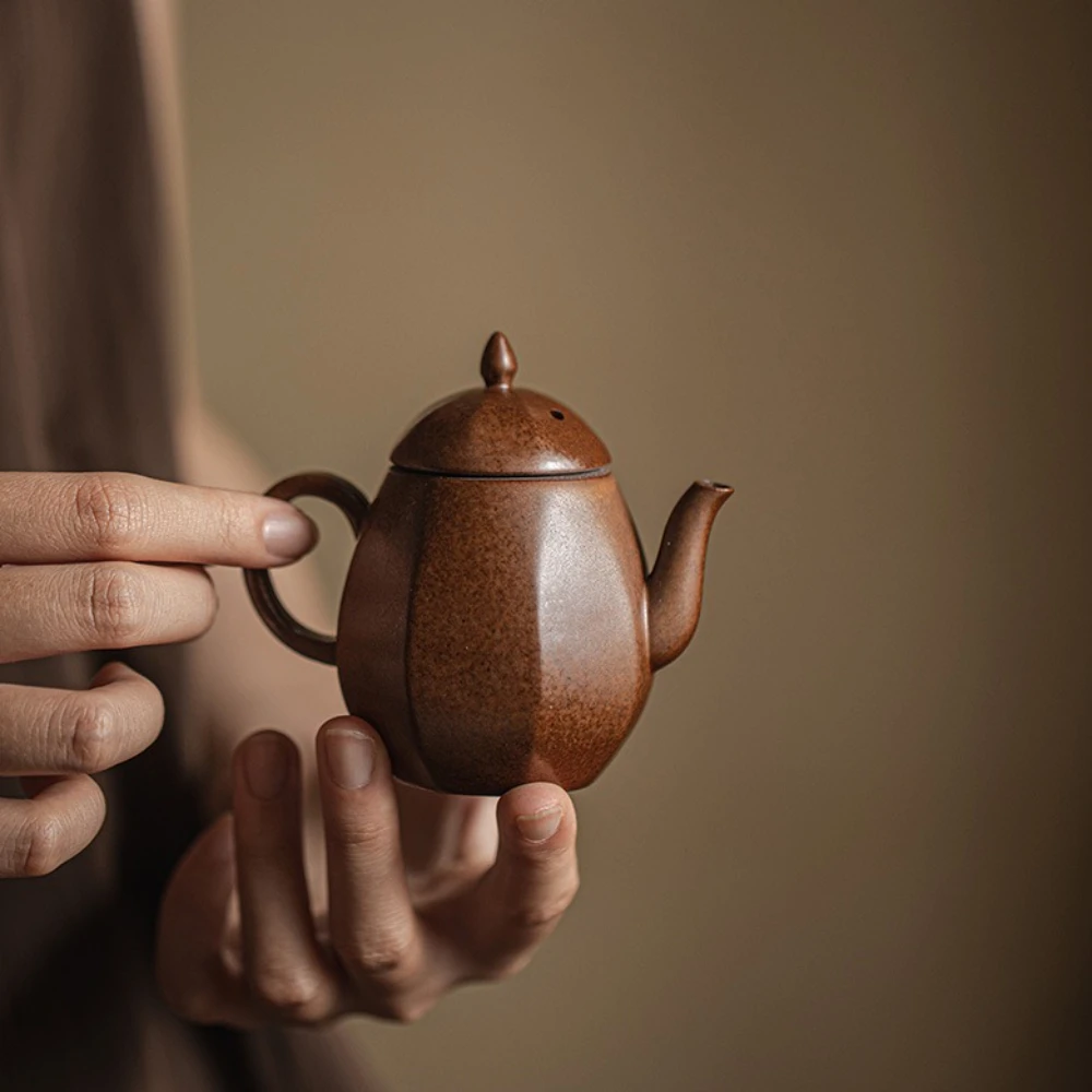 

110ML Antique Japanese Teapot Kung Fu TeaSet Literati Household Surprise Quiet Wind Pot Ball Hole Filter Firewood Burning Teapot